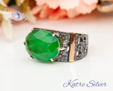 Oval Faceted Cut Green Paraiba Tourmaline Stone Sterling Silver Ring with a Hole, Paraiba Ring, Gift For Her, Paraiba Engagement Ring Promise