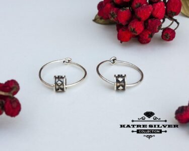 Thin Wire Hoop Earrings 925 Sterling Silver – Handmade Ethnic Tribal Hoop Earrings, Minimalist Gypsy Boho Earrings for Women - Image 3