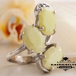 triple stone ring 925 sterling silver oval three stone ring