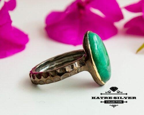 Green Malachite Ring, Malachite Ring, Natural Malachite, Handmade Ring, Malachite Jewelry, Statement Ring, Gift Ring, Boho Ring, Green Ring - Image 5