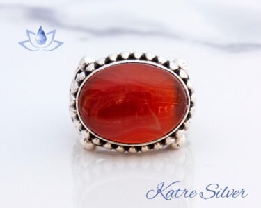 Large Stone Red Yemeni Aqeeq Ring for Men, Red Carnelian Mens Handmade Ring, Natural Stone Ring, Agate Jewelry, Mans Ring, Gift Ring - Image 3