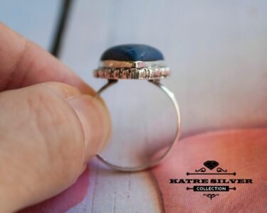 Bold Lapis Lazuli Silver Ring 925 Sterling Silver – Oxidized Blue Stone Statement Ring, Handmade Vintage Gemstone Ring for Women - Image 9