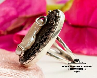 Unique Vintage Pearl Ring 925 Sterling Silver – Elegant Statement Pearl Ring, Handmade Silver Ring for Her - Image 6