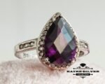 Pear Amethyst Ring, Teardrop Amethyst, Teardrop Ring, Purple Stone Ring, Purple Amethyst Ring, Amethyst Ring, Amethyst Jewelry, Purple Ring - Image 5
