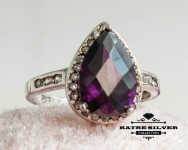 Stunning Pear Amethyst Ring 925 Sterling Silver – Teardrop Purple Gemstone Ring, Elegant Statement Ring for Her - Image 5