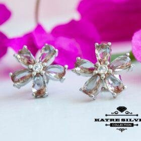 Sultanite Earrings, Sultanite Jewelry, Color Change Earring, Floral Stud Earrings, Floral Studs, Floral Earrings, Stud Earrings, Flower