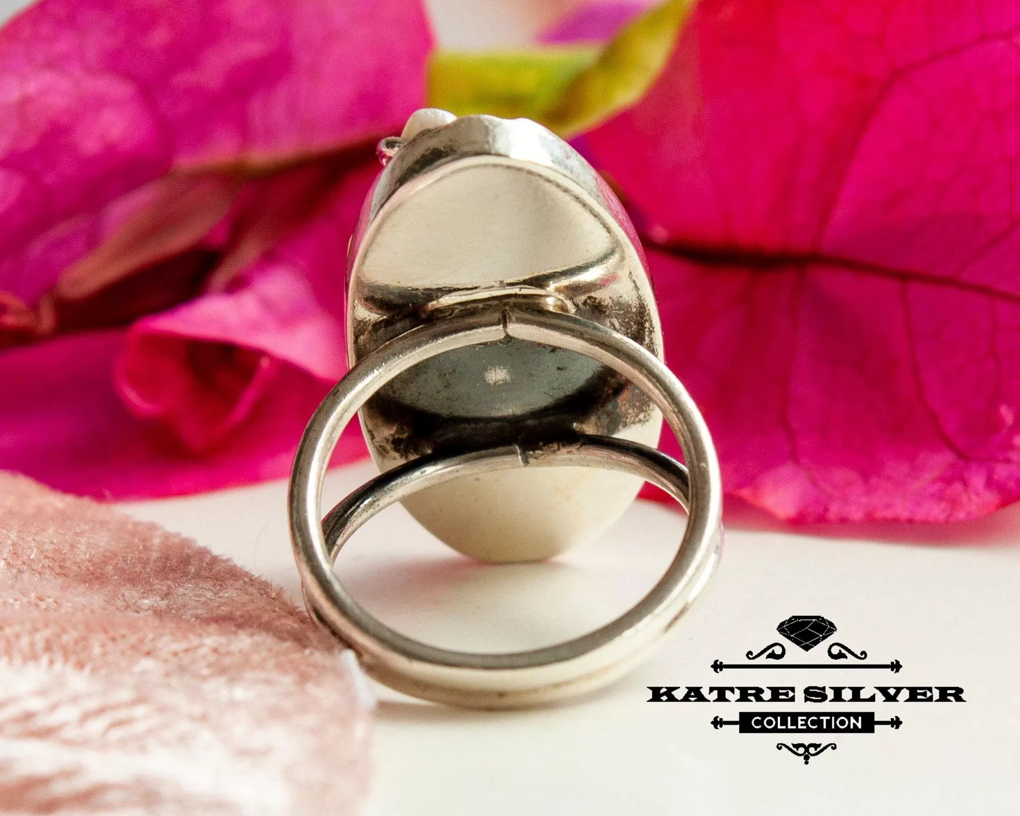 Unique Vintage Pearl Ring 925 Sterling Silver – Elegant Statement Pearl Ring, Handmade Silver Ring for Her - Image 8