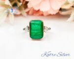 Pirate Seahorse Art Silversmith Emerald Faceted Cut Paraiba Tourmaline Ring - Paraiba Engagement Sterling Silver Ring Promise Green Emerald - Image 3