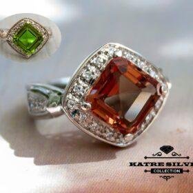 Square Sultanite Ring, Diaspore Ring, Changing Color Ring, Turkish Ring, Square Stone Ring, Solitaire Ring, Art Deco Style, Art Deco Jewelry