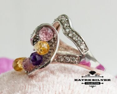 Stunning Tricolor Ring 925 Sterling Silver – Multi Stone Statement Ring, Unique Colorful Gemstone Ring for Her - Image 5