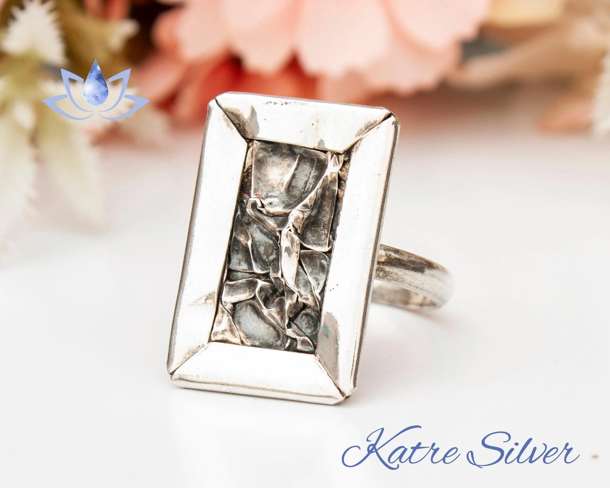 Modern Silver Wave Ring 925 Sterling Silver – Handmade Hammered Statement Ring, Unique Designer Band Ring for Women - Image 2