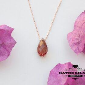 Rose Gold Plated Sultanite Diaspore Teardrop Necklace, Diaspore Necklace, Diaspore Pendant, Sultanite Necklace, Teardrop Necklace, Minimalist