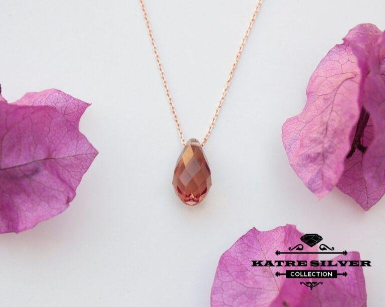 Rose Gold Plated Sultanite Diaspore Teardrop Necklace, Diaspore Necklace, Diaspore Pendant, Sultanite Necklace, Teardrop Necklace, Minimalist