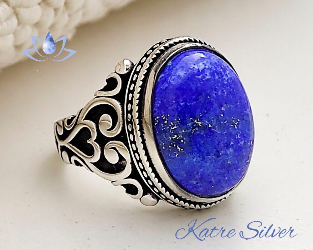 Unique Mens Ring Lapis Lazuli Ring Sterling Silver Boho Jewelry Handcrafted Silver Rings Turkish Ring Authentic Piece of Mens Silver Jewelry