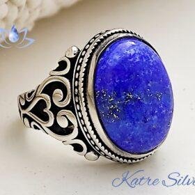 Unique Mens Ring Lapis Lazuli Ring Sterling Silver Boho Jewelry Handcrafted Silver Rings Turkish Ring Authentic Piece of Mens Silver Jewelry