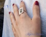 Silver Wave Ring, Modern Silver Ring, Rectangular Shaped Ring, Statement Ring, Hammered Ring, Handmade Ring, Solid Silver Ring - Image 3