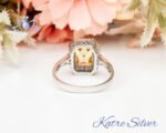 Halo Engagement Ring Yellow Citrine, Emerald Octagon Cut Citrine Ring, Sterling Silver Ring Natural Citrine Engagement Ring Gift for Her - Image 8