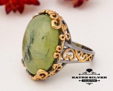 Prehnite Ring, Statement Ring, Gemstone Ring, Sterling Silver Ring, Handmade Ring, Prehnite Jewelry, Prehnite, Gift for Her - Image 5