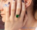 Paraiba Tourmaline Ring with Knitted Edges, Green Tourmaline, Jewelry Ring, Statement Rings, Promise Ring, Green Diamond Ring, Gift for Women - Image 2