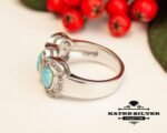 Unique Womens Blue Opal Ring, Handmade Ring, Designer Ring, Anniversary Ring, Women Ring, Beautiful Ring, Gift Ring, Three Stone Ring, Opal - Image 5