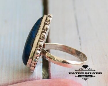 Bold Lapis Lazuli Silver Ring 925 Sterling Silver – Oxidized Blue Stone Statement Ring, Handmade Vintage Gemstone Ring for Women - Image 6