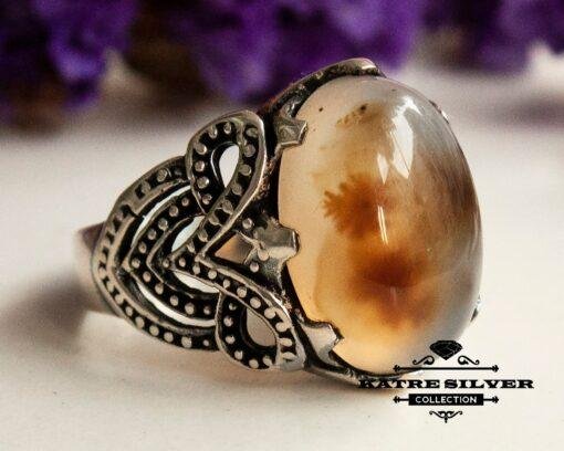 Mens Handmade Ring, Ottoman Mens Ring, Turkish Handmade Silver Men Ring, Yemeni Agate Ring, Gift for Him, 925k Sterling Silver Ring, Agate