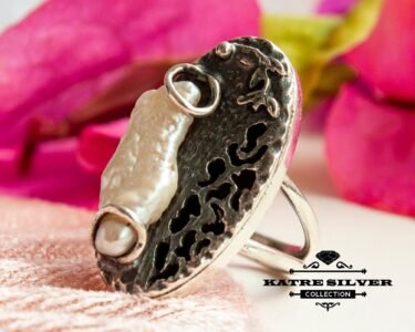 Unique Vintage Pearl Ring 925 Sterling Silver – Elegant Statement Pearl Ring, Handmade Silver Ring for Her - Image 4
