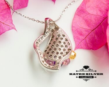 Tricolor Flower Pendant Necklace – Stunning Multicolor Floral Jewelry, Handmade Unique Statement Necklace Gift for Women - Image 9