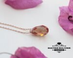 Rose Gold Plated Sultanite Diaspore Teardrop Necklace, Diaspore Necklace, Diaspore Pendant, Sultanite Necklace, Teardrop Necklace, Minimalist - Image 4