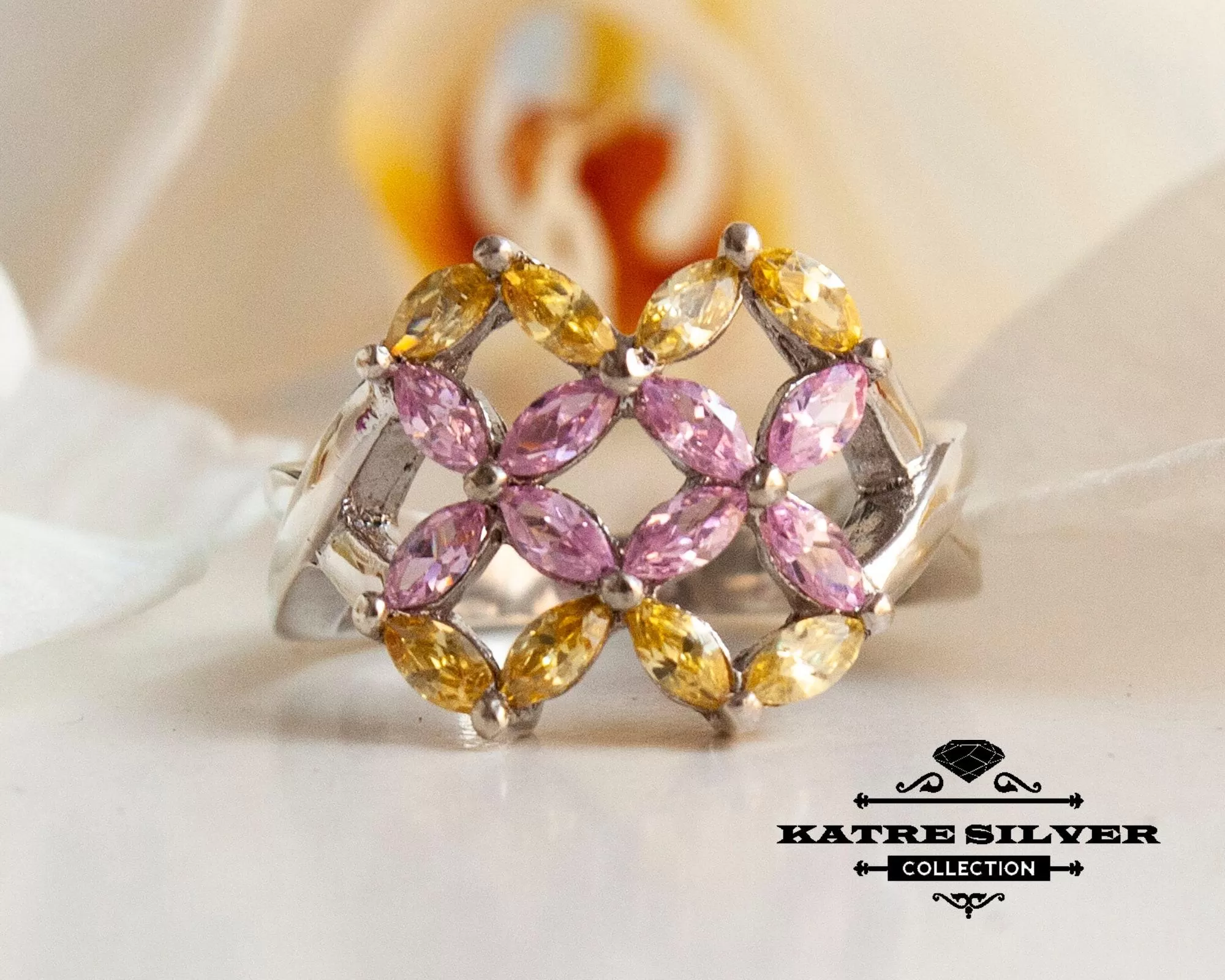 Stunning Marquise Stone Ring 925 Sterling Silver – Pink Gemstone Ring, Elegant Dainty Statement Ring for Her - Image 3