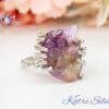 Rough Purple Amethyst Ring, Raw Stone Rings for Women, February Birthstone Gemstone, Spiritual Ring, Anniversary Gift Mother Wife