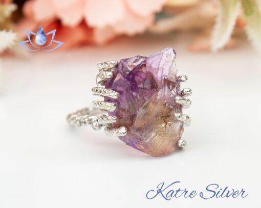 Rough Purple Amethyst Ring, Raw Stone Rings for Women, February Birthstone Gemstone, Spiritual Ring, Anniversary Gift Mother Wife