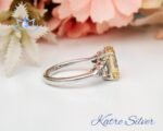 Yellow Emerald Octagon Cut Citrine Ring for Women, Citrine Ring in Sterling Silver, Citrine Engagement Ring, Promise Ring, Birthday Gift - Image 6