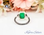 Pirate Seahorse Art Silversmith Emerald Faceted Cut Paraiba Tourmaline Ring - Paraiba Engagement Sterling Silver Ring Promise Green Emerald - Image 8