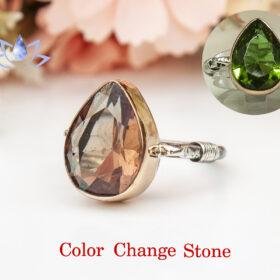 Zultanite Ring with Pear Cut Vintage Ring, Engagement Ring, Color Changing Diaspore Gem, Hand Made Ring, Color Changing Ring, Gift for Her
