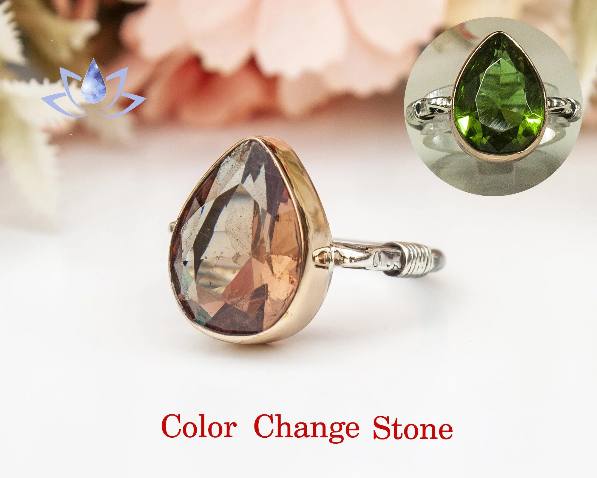 Zultanite Ring with Pear Cut Vintage Ring, Engagement Ring, Color Changing Diaspore Gem, Hand Made Ring, Color Changing Ring, Gift for Her