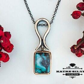 December Dainty Turquoise Navajo Necklace, Genuine Turquoise, Turquoise Pendant, Gemstone Necklace, Boho Necklace, One of a Kind, Handmade