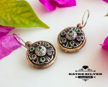 Multi Gem Earrings, Drop Earring, Silver Drop Earrings, Vintage Drop Earring, Statement Earring, Unique Earring, Vintage Style, One of a Kind - Image 3