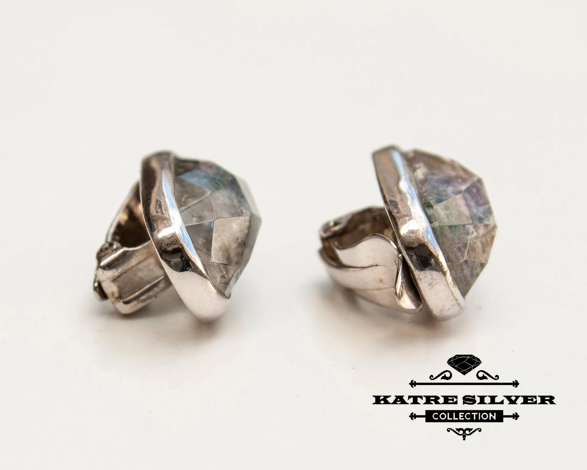 Stunning Faceted Quartz Earrings 925 Sterling Silver – Handmade Bohemian Statement Gemstone Earrings, Unique Clip-On Jewelry Gift for Women - Image 6