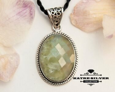 green quartz pendant 925 sterling silver green gemstone necklace