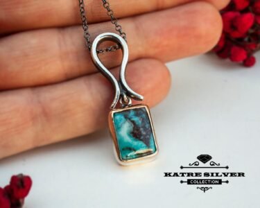 Turquoise Necklace 925 Sterling Silver – Genuine Turquoise Pendant, Handmade Boho Navajo Style Dainty Necklace for Women - Image 8