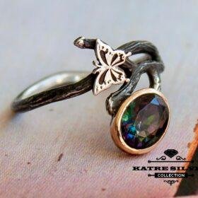 Rainbow Topaz Ring, Mystic Topaz Ring, Mystic Topaz, Mystic Topaz Jewelry, Butterfly Ring, Topaz Ring, Statement Ring, Butterfly Jewelry