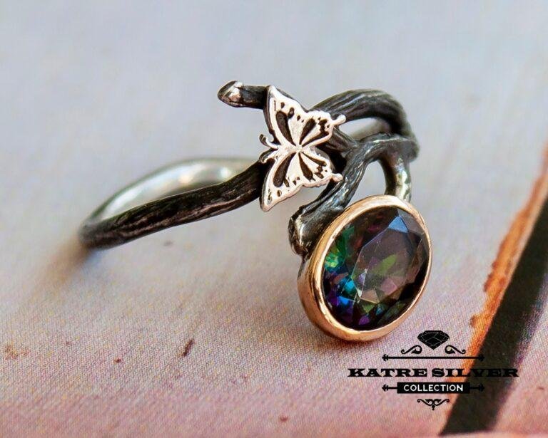 Rainbow Topaz Ring, Mystic Topaz Ring, Mystic Topaz, Mystic Topaz Jewelry, Butterfly Ring, Topaz Ring, Statement Ring, Butterfly Jewelry