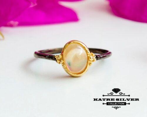 Rainbow Opal Ring, Natural Opal Ring, Rainbow Opal, Opal Ring, Opal Jewelry, Rainbow Ring, Sterling Silver Opal, Minimalist Ring, Statement