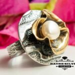 Floral Pearl Ring, Vintage Pearl Ring, Silver Pearl Ring, Pearl Ring, Floral Ring, Flower Ring, Pearl Jewelry, Floral Jewelry, Designer Ring