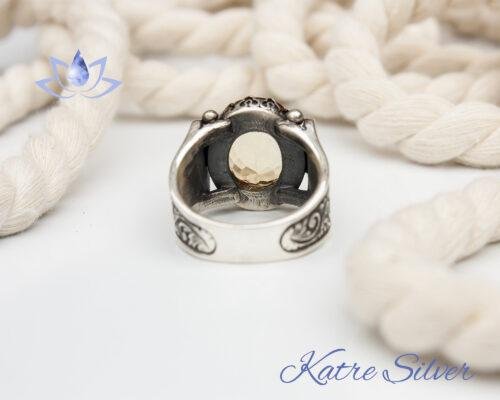 Yellow Citrine Vintage Mens Ring, Citrine Crystal Ring, Silver Citrine Ring, Yellow Gemstone Ring, Citrine Jewelry, Gift for Him - Image 8