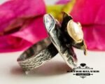 Floral Pearl Ring, Vintage Pearl Ring, Silver Pearl Ring, Pearl Ring, Floral Ring, Flower Ring, Pearl Jewelry, Floral Jewelry, Designer Ring - Image 6