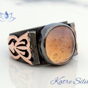 Bicolor Ametrine Ring, Exclusive Style, Ametrine Jewelry, Art Deco Men Ring, Unique Ametrine Ring, Cabochon Stone, Gifts for Men