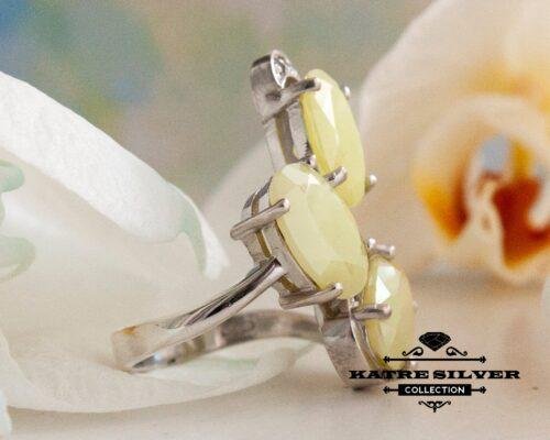 Triple Stone Ring, Three Stone Ring, Oval Cut Ring, Anniversary Ring, Birthstone Ring, Art Deco Ring, 3 Stone Ring, Ring for Women, Unique - Image 6