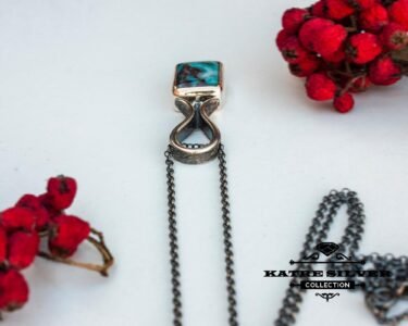 Turquoise Necklace 925 Sterling Silver – Genuine Turquoise Pendant, Handmade Boho Navajo Style Dainty Necklace for Women - Image 6